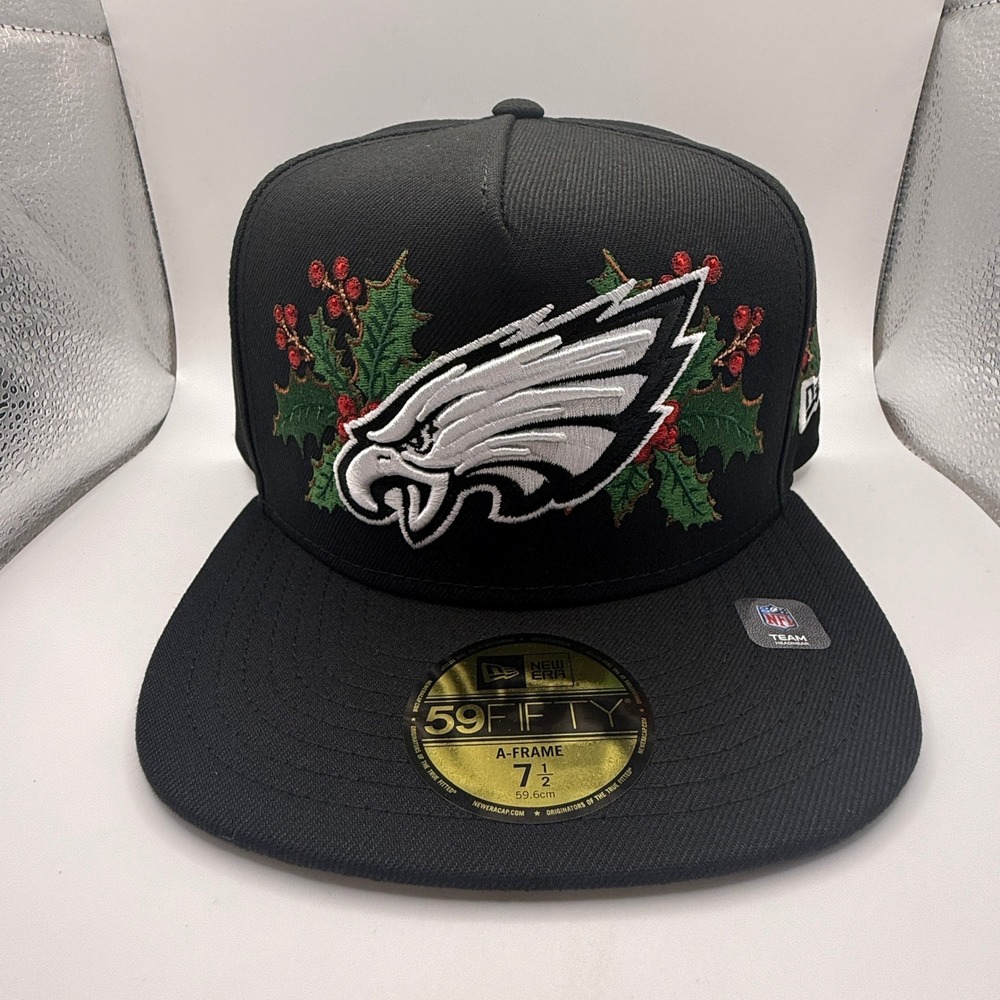 New Era 59FIFTY Philadelphia Eagles Holly Hat Black Fitted 7 1/2 NFL Cap